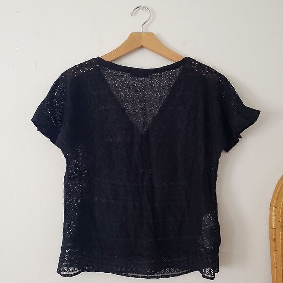 Mango Suit Black Lace Overlay Top S MNG - Picture 2 of 5